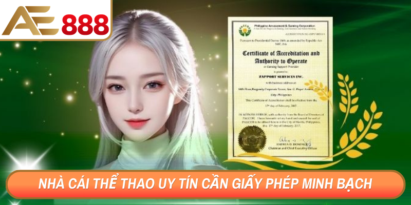 Nhà cái thể thao uy tín cần sở hữu giấy phép từ tổ chức quốc tế