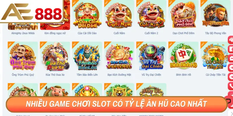 Nhiều game chơi slot có tỷ lệ ăn hũ cao nhất